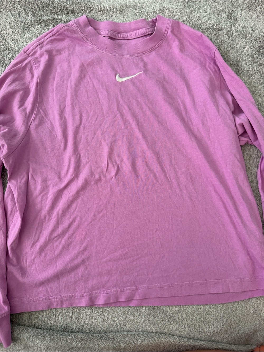Nike Long-Sleeve Tee in Lavender Pink with White Swoosh